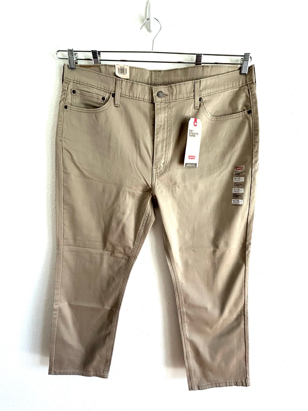 Levi's 541 Athletic Jeans Men's Size 42x30 Beige Denim Stretch Tapered